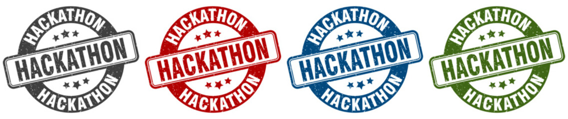 hackathon stamp. hackathon round stamp set isolated on white background