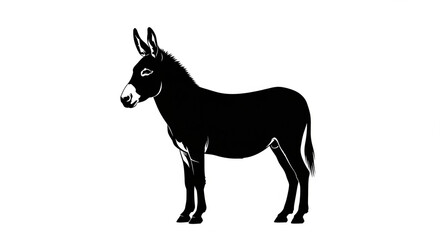 Obraz premium Detailed silhouette of a sturdy donkey animal, isolated transparent background.
