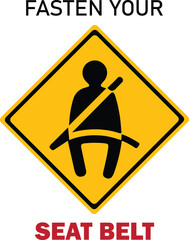 Fasten seat belt safety sign icon, fastening seat belt vector, danger icon vector, Seat Belt icon, Fasten seat belt sign symbol vector illustration 