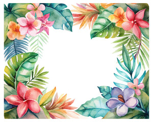 Watercolor tropical floral frames