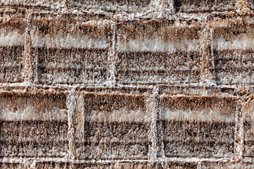 Wall of salt stones in the Salar the Uyuni in Bolivia