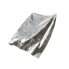 Fototapeta premium Silver Emergency Blanket Isolated on White Background