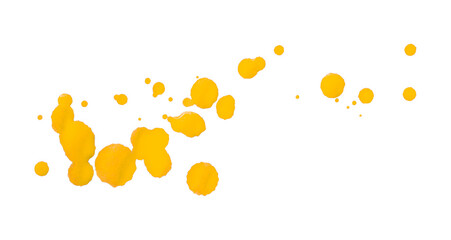 Yellow splash watercolor texture, stains, watercolor drips, watercolor spread on transparent background.