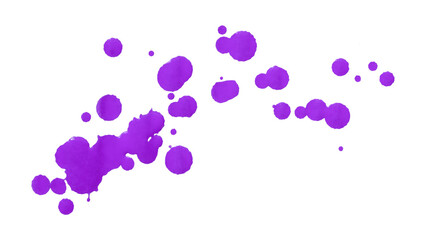 Purple splash watercolor texture, stains, watercolor drips, watercolor spread on transparent background.