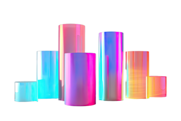 Abstract iridescent cylinders