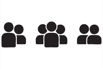 User profile icons pack group members black vector illustration