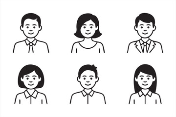 Fototapeta premium Business team member avatar icons pack outline character vector