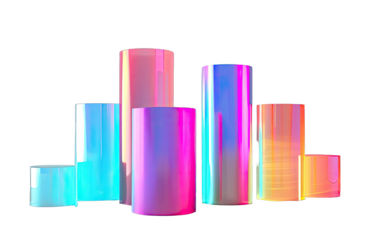 Abstract iridescent cylinders