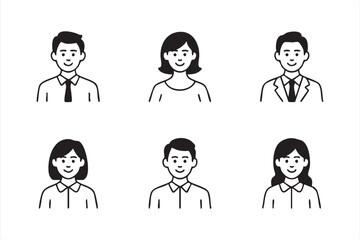 Business people avatar icons set outline user profile vector