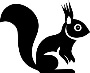 Squirrel Icon.simple flat squirrel icon silhouette vector.this is forest wild animal running standing and jumping vector squirrel.Vector squirrel silhouette view side for retro logo. 