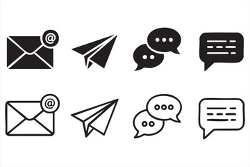 Modern communication icons set email and conversation vector