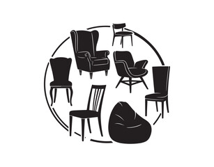 Silhouette logo furniture chairs designed for home decor