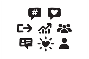 User profile and community icons vector black silhouettes