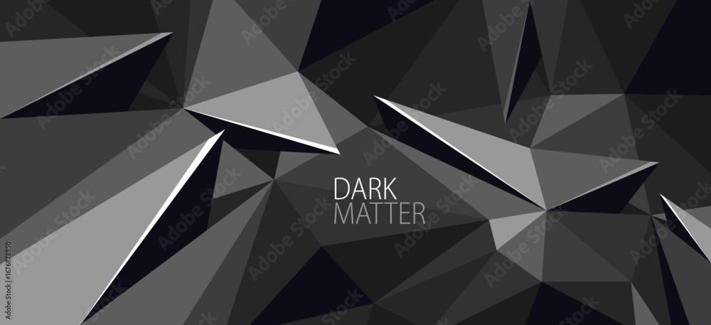 Poster polygonal abstract background, 3d vector dark black greyscale low poly surface, digital technology a