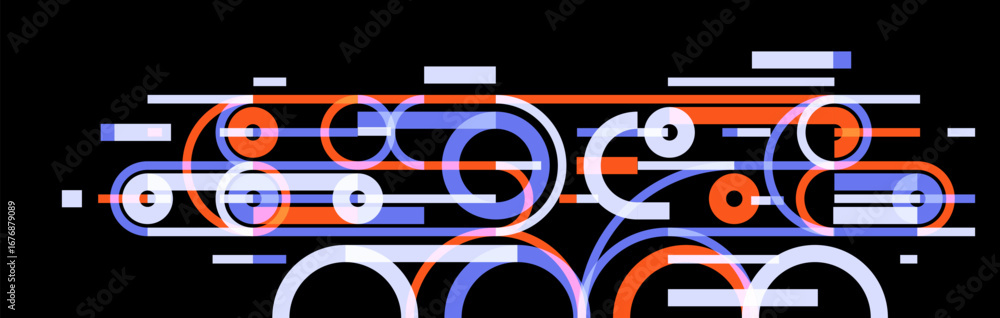 Poster abstract circles and lines vector background, geometric composition drawing technology plan, loop ci