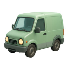 A charming 3d rendered light green delivery van, perfect for illustrating urban logistics, small business transport, and courier services.