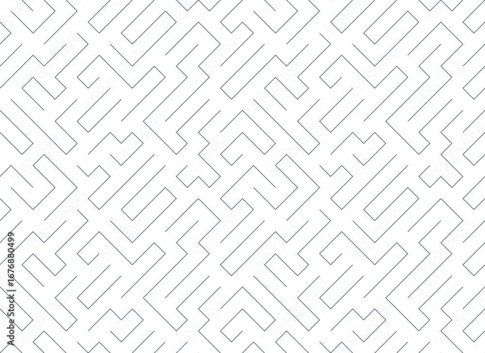 Aufkleber labyrinth maze endless abstract background, vector seamless pattern of a logic game with angular lin