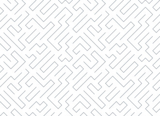 labyrinth maze endless abstract background, vector seamless pattern of a logic game with angular lines, continuous geometrical wallpaper.