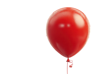 Vibrant red balloon floats against a stark black backdrop creating a focal point on transparent background