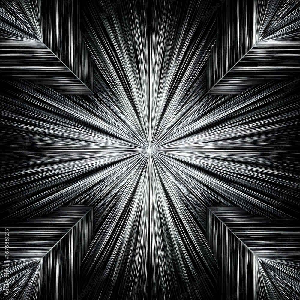 Poster a geometric pattern with intricate lines and a star-shaped center