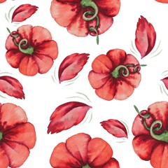 Watercolour autumn pattern with vegetables