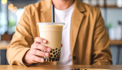 Holding Bubble Tea With Brown Sugar