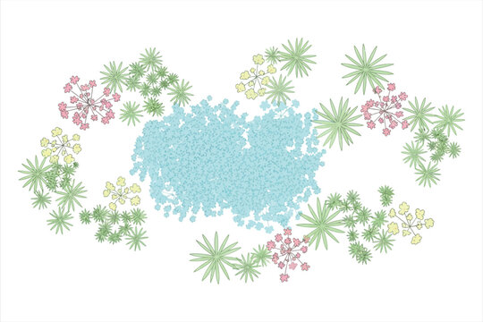 Garden Plan with Pond and Greenery