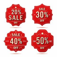 Set of sale labels 20%, 30%, 40%, 50%