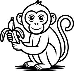 monkey line art vector design