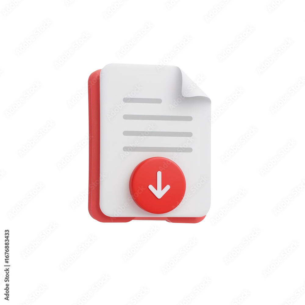 Fototapete stylized document icon displaying a download action with simplified lines and shape of arrow