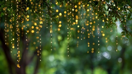 緑の背景とライトアップ