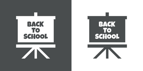 Silueta de pizarra de presentación en caballete con texto Back to School