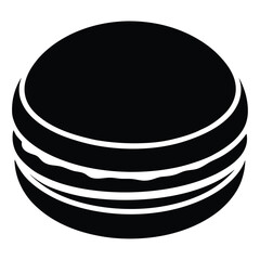 Simple black icon of a layered burger or sandwich, rounded shape and fillings