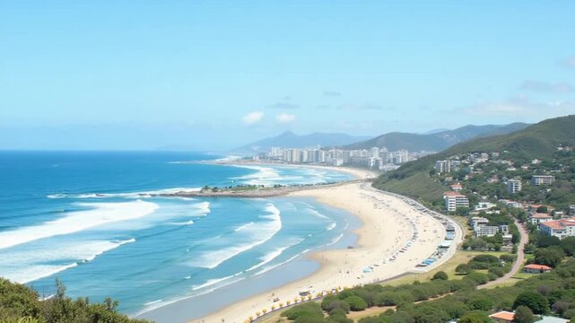 High Angle of Ingleses Beach at Florianopolis Santa Catarina Brazil. Shore Waterfront.
