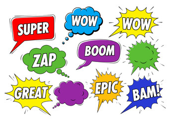 Set of doodle and speech bubble vector