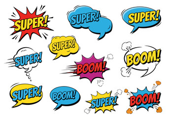 Sale Retro comic speech bubbles with different tags on transparency background. Vector illustration.