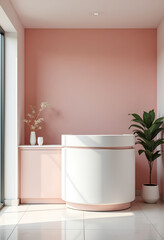 Beautiful open space welcome counter in light shades