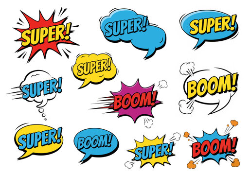 Sale Retro comic speech bubbles with different tags on transparency background. Vector illustration.