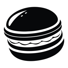 Black and White Sandwich Icon Depicts Appetizing Layers of Filling Between Slices