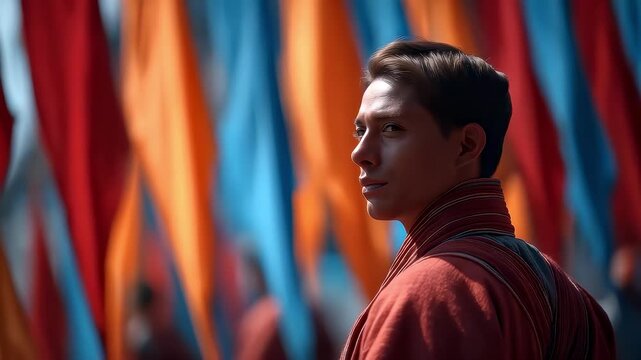 Young Man in Traditional Dress Contemplating