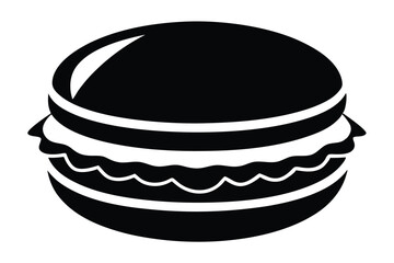 Simple Black and White Vector Image of a Classic Delicious Burger Illustration