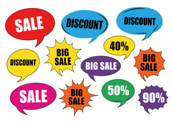 Offer speech bubble icons. Special offer tag. Sale sign. Advertising Discounts symbol. Special offer chat offer. Speech bubble discount banner. Text box balloon. Vector