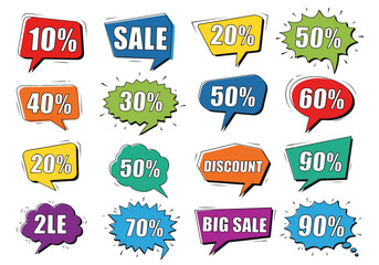 Offer speech bubble icons. Special offer tag. Sale sign. Advertising Discounts symbol. Special offer chat offer. Speech bubble discount banner. Text box balloon. Vector
