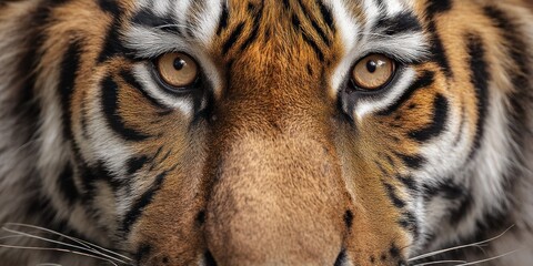 A striking close-up photograph showcases the intense gaze of a Bengal tiger. The tiger?s face dominates the frame, with its amber eyes piercing through the darkness.