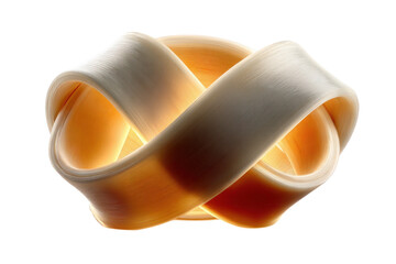 Abstract knot sculpture with flowing lines and warm light on transparent background