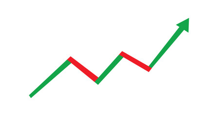Stock market trend up and down arrows, business investment growth and loss arrow, Green up and red down arrow graph icon set. Rising and downward trend. Vector illustration, epa10