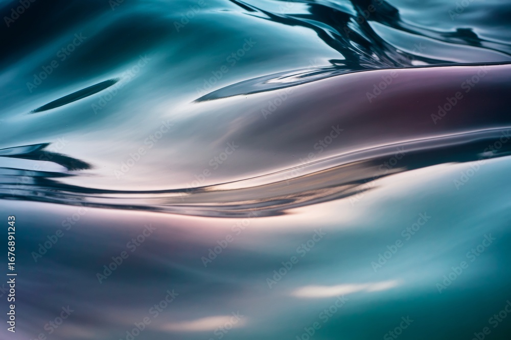 Poster abstract smooth water surface with colorful light reflections creating a serene background in blue a
