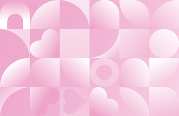 Geometric background with Grainy Texture. Pink Monochrome Gradient Seamless Pattern with abstract Shapes background in Swiss style. Vector illustration