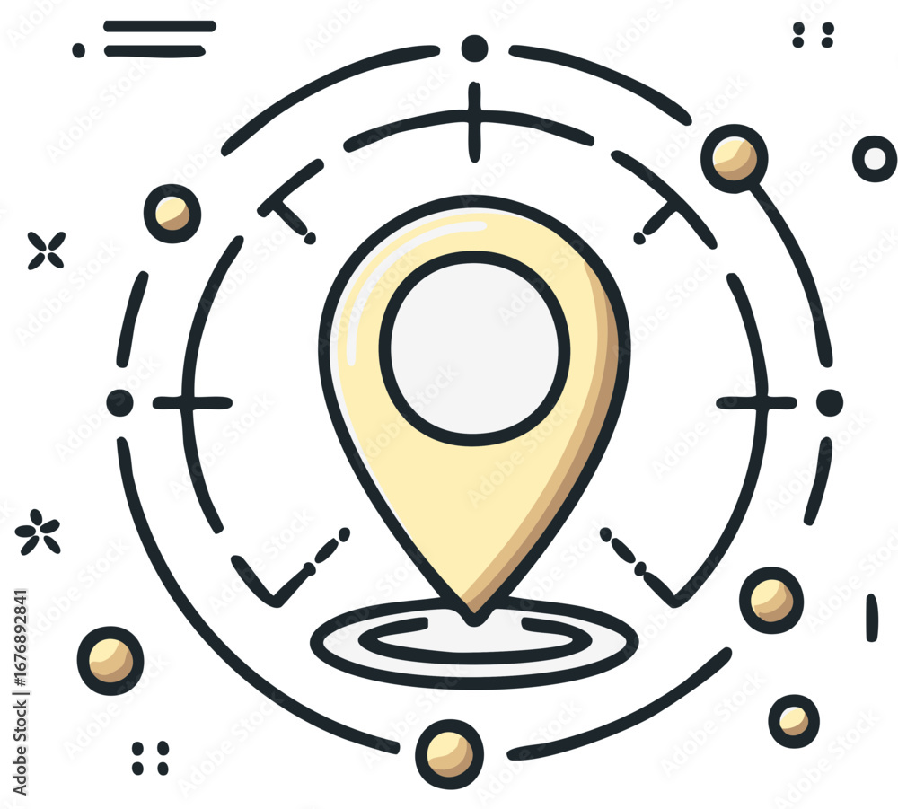 Fototapete digital location pin icon surrounded by abstract network connections and data points