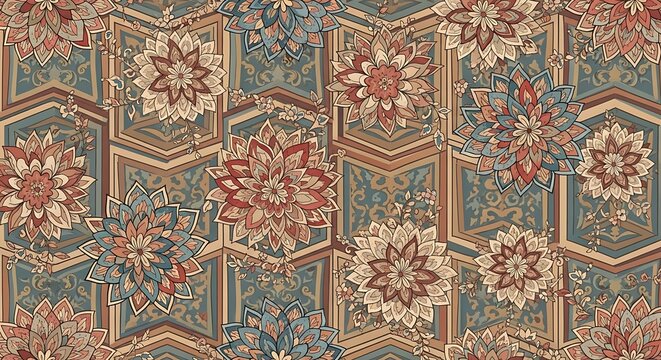 Vintage Floral Geometric Pattern.